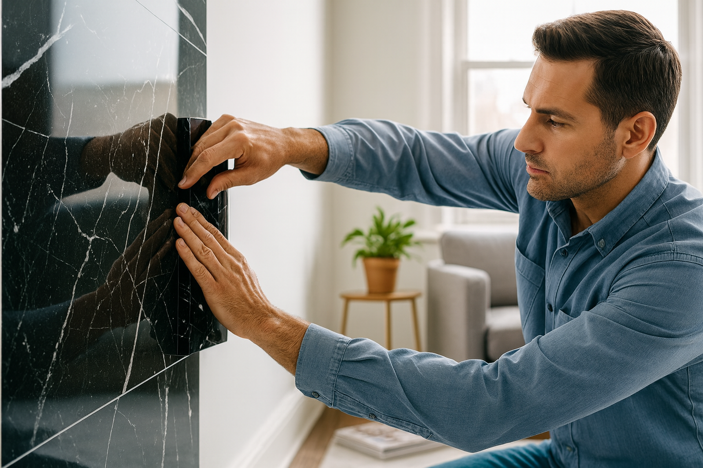 LÁMINAS ADHESIVAS MÁRMOL NEGRAS (5x$19.950)